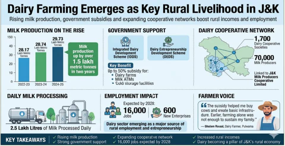 Kashmir Milk Output Nears 30 Lakh Tonnes