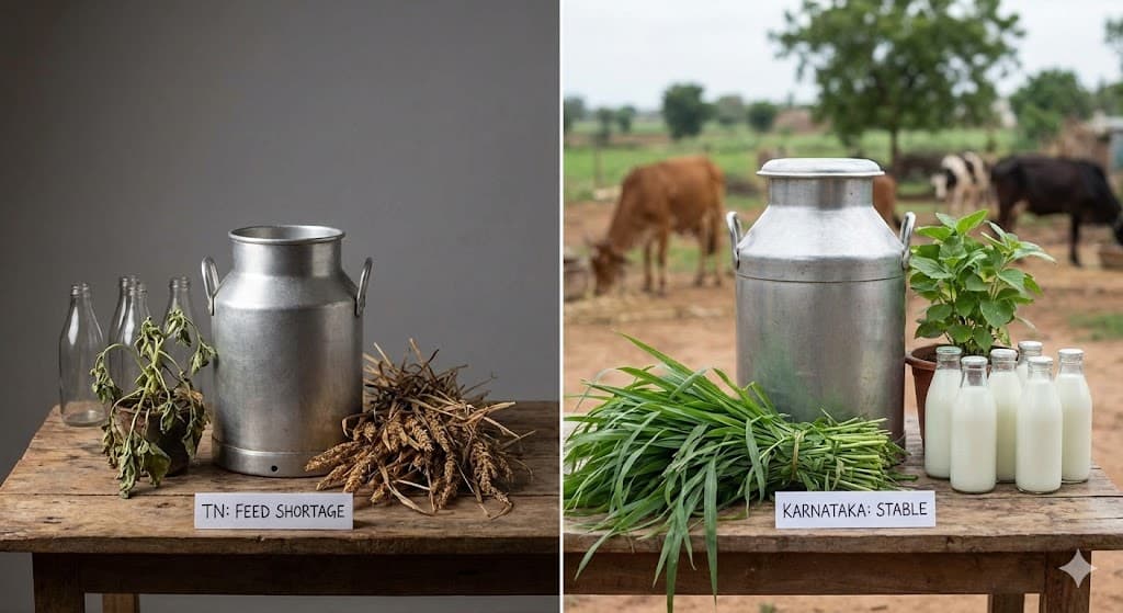 TN milk down as feed shortage hits output; Karnataka fares better