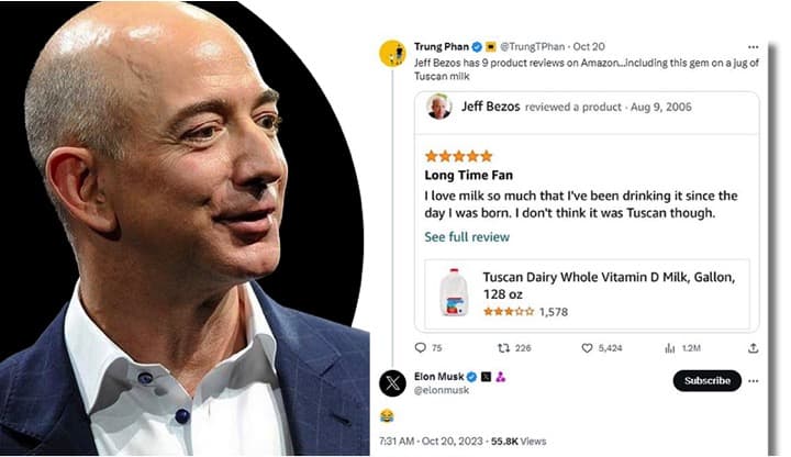 Jeff Bezos’ old product review of milk makes headline