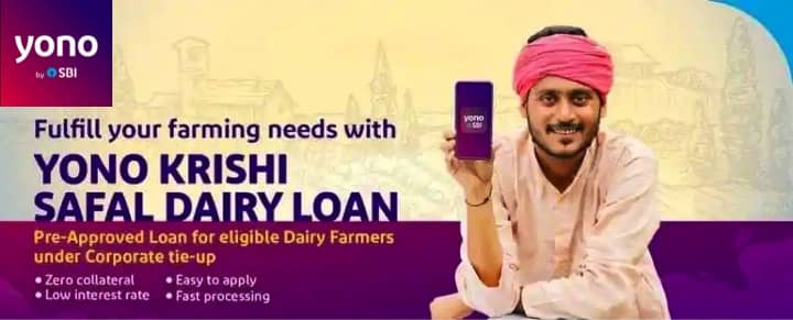 SBI provides YONO Krishi Safal Dairy Loan for the dairy farmers