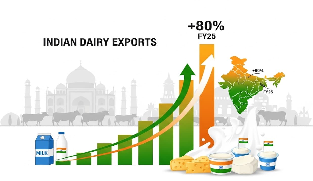 India’s Dairy Exports Surge 80% to $493M in FY 2024-25