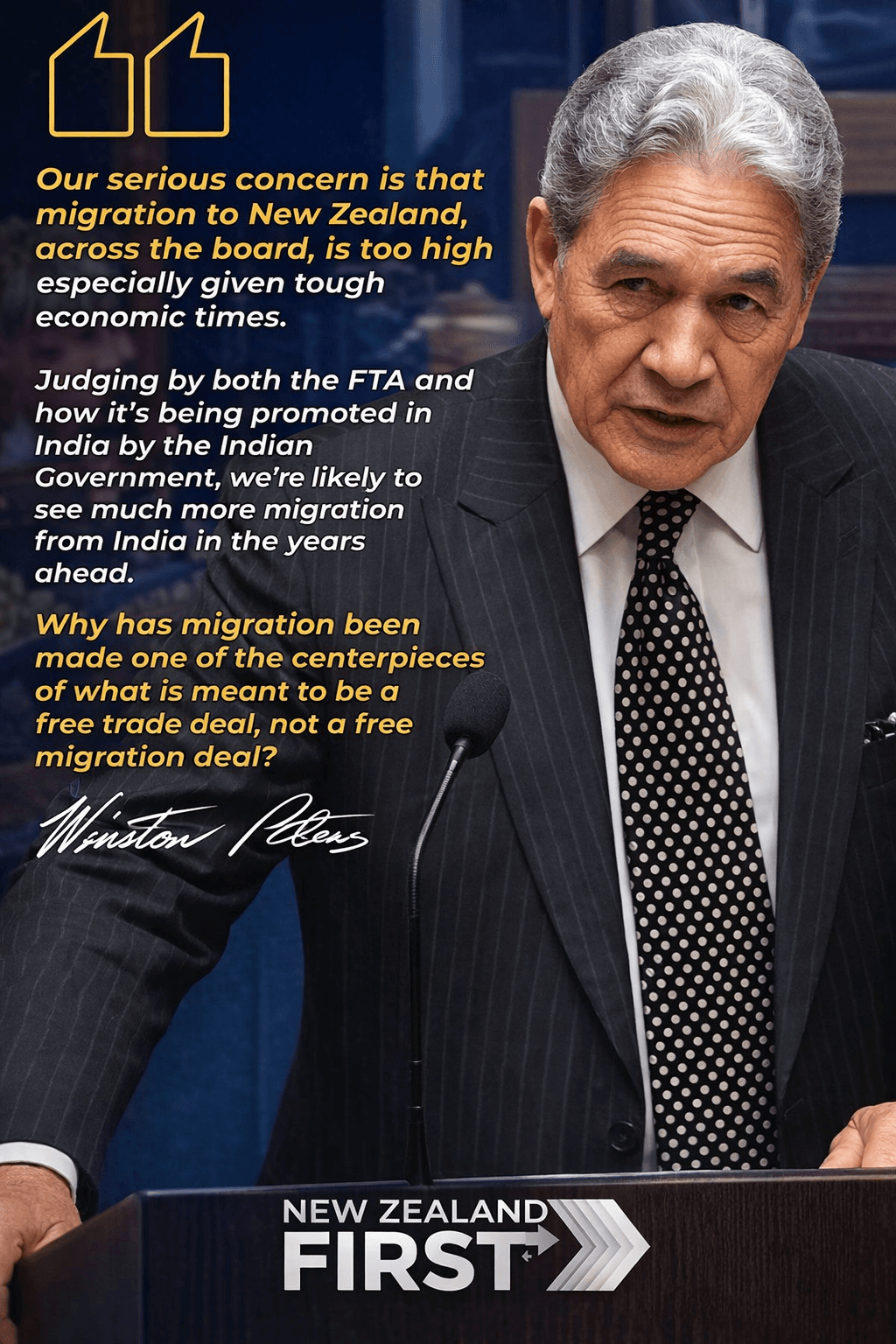 NZ First opposes India FTA over dairy concerns