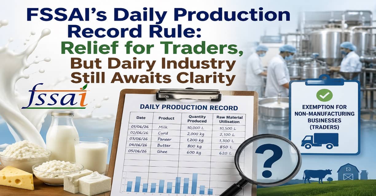 FSSAI’s Production Record Rule: Relief for Traders, But Dairy Industry Still Awaits Clarity