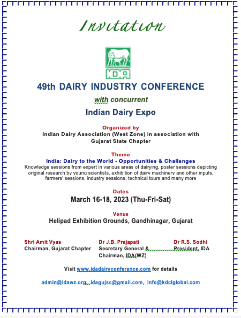 49th Dairy Industry Conference from 16-18th March 2023 launched - Dairy News 7X7