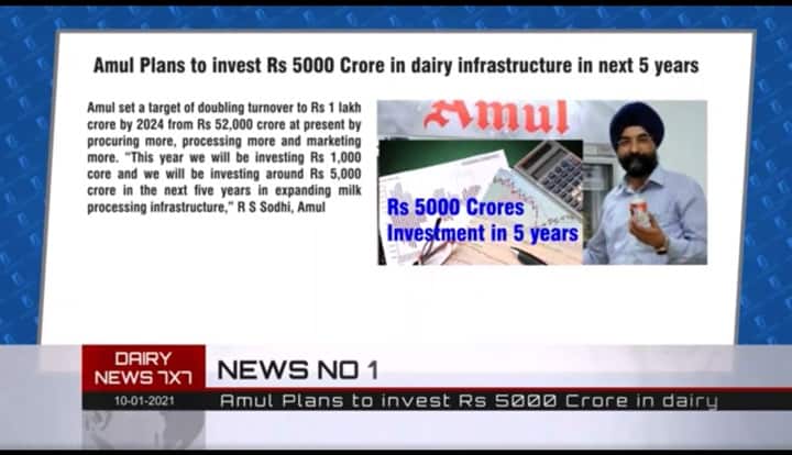Amul to invest Rs 5000 Crore in 5 years : Jan 10th, weekly dairy news - Dairy News 7X7