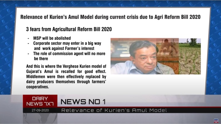 Dr Kurien’s Amul cooperative model fills the gap in Agriculture Bill 2020 - Dairy News 7X7